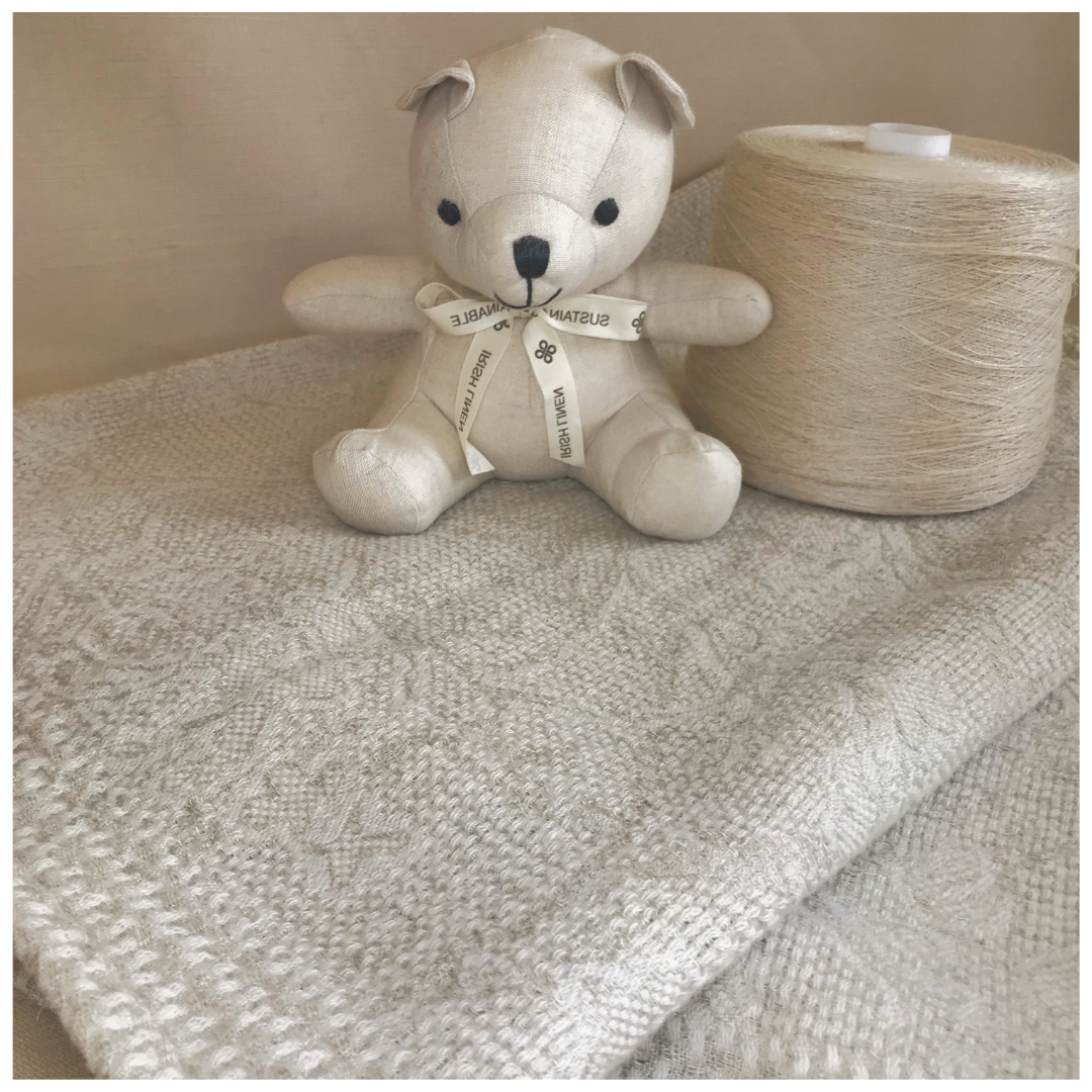 Natural Afghan Linen and Lambs' Wool Blanket